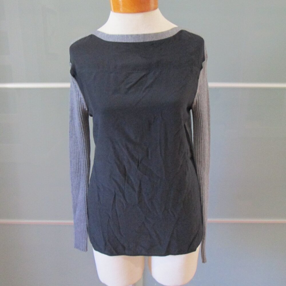 Reed Krakoff women’s mixed media long sleeve sweater blouse